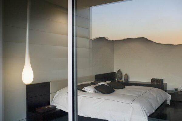 A hotel room in a minimalist style