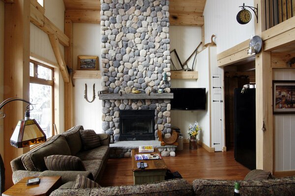 Design of a living room in a cottage