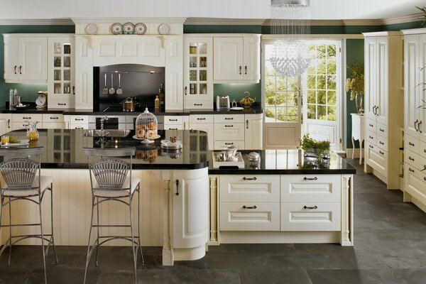 Kitchen interior in white tones