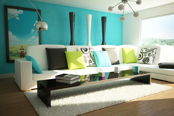 Bright colored interior for a room