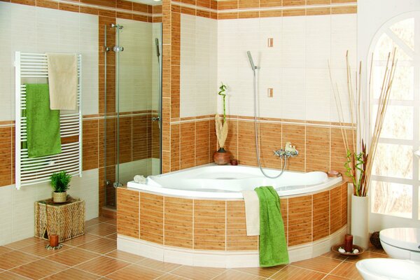 Elegante baño de Azulejos con Jacuzzi