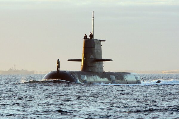 The submarine is on alert at sea