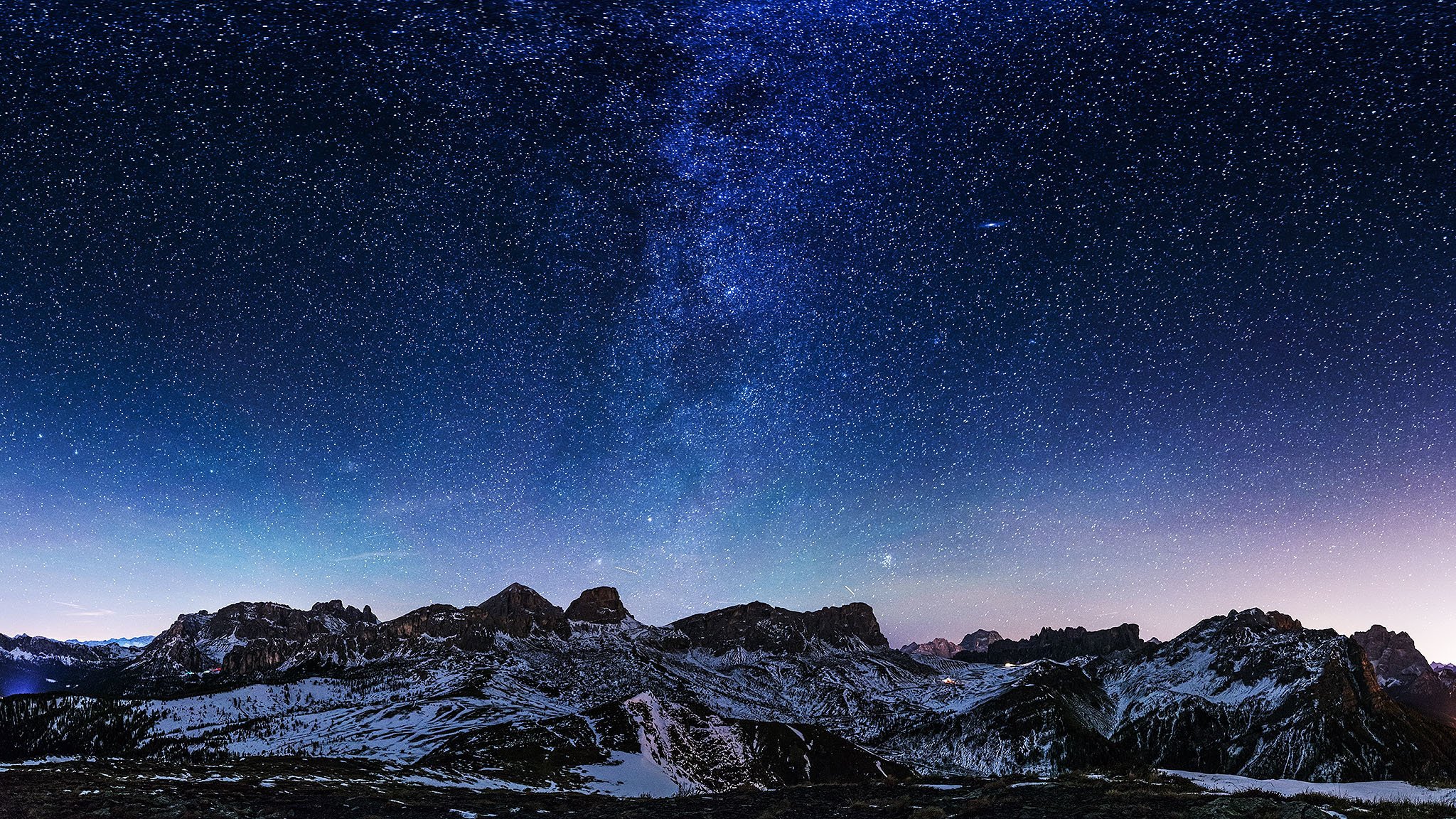 milky way mountain snow star space mystery