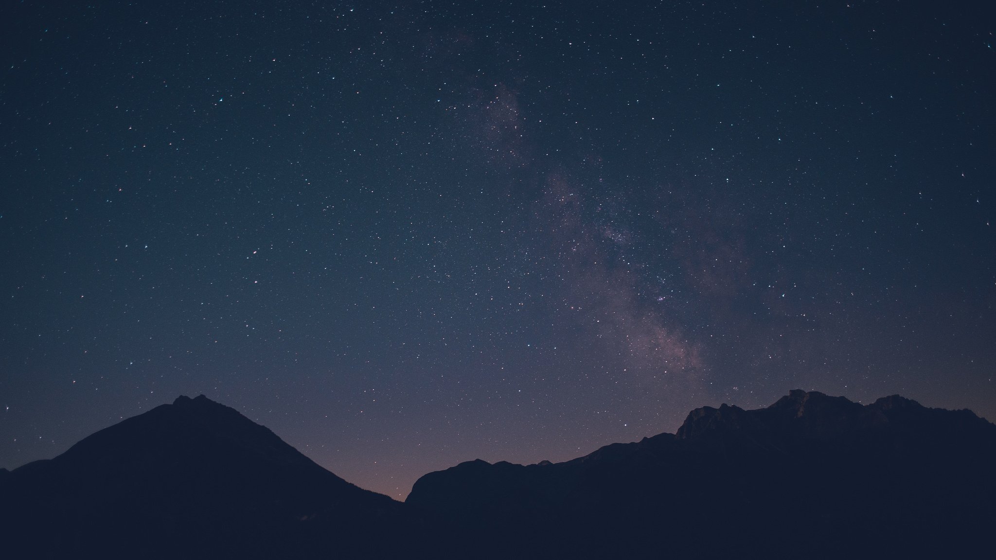 milky way mountain silhouette star space