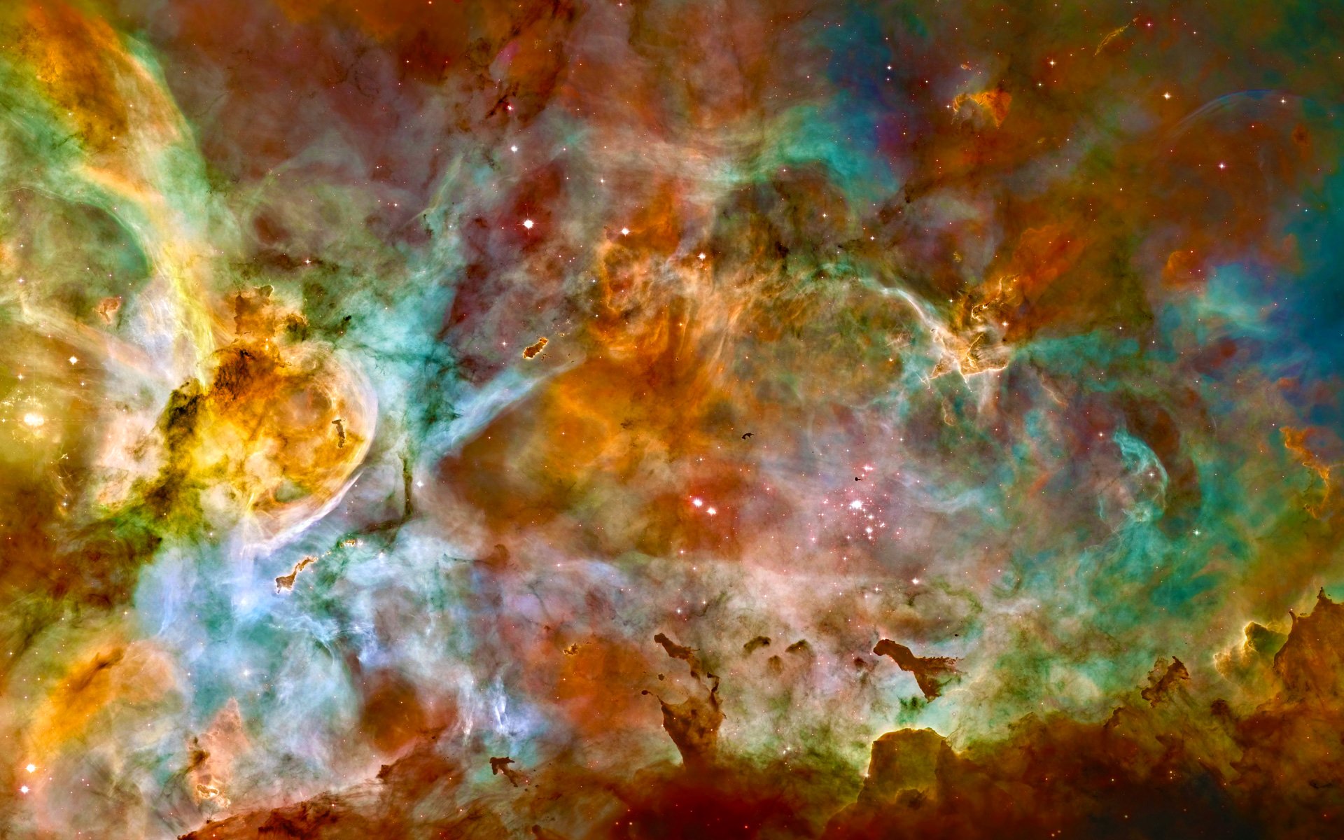 nebulosa de la quilla estrellas pinturas hubble