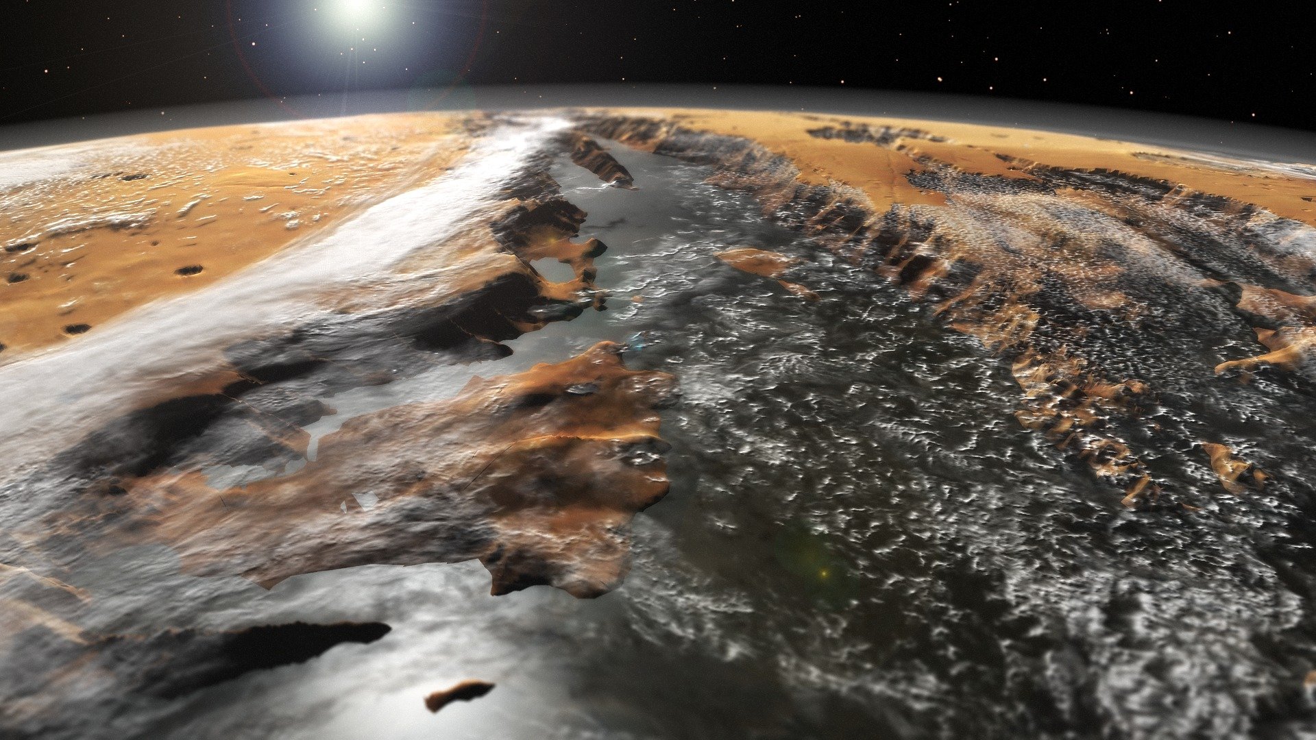 mars oberfläche mariner-täler canyonsystem raum