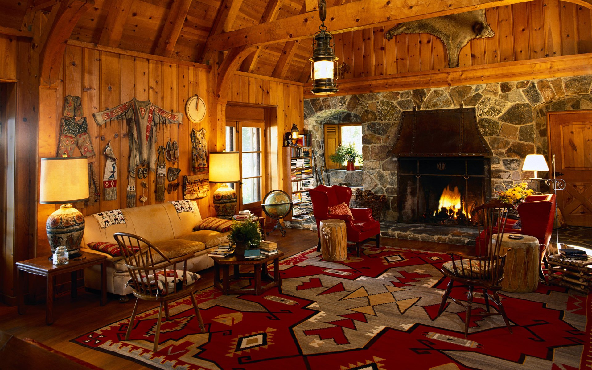 fireplace lodge interior