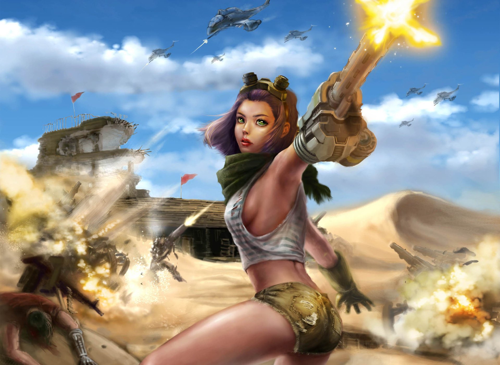 and art frankiew sp dunes girl shooting weapon