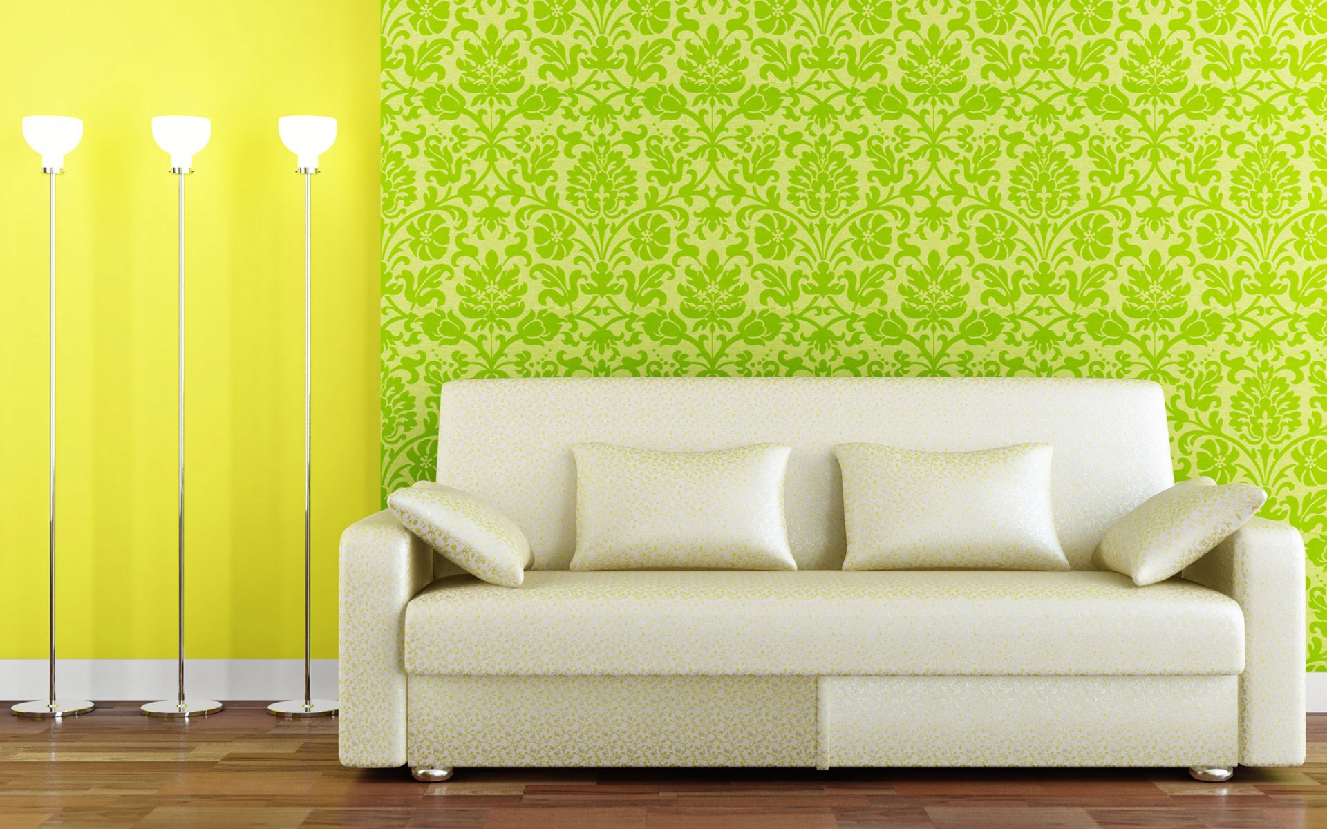 interior style sofa green background