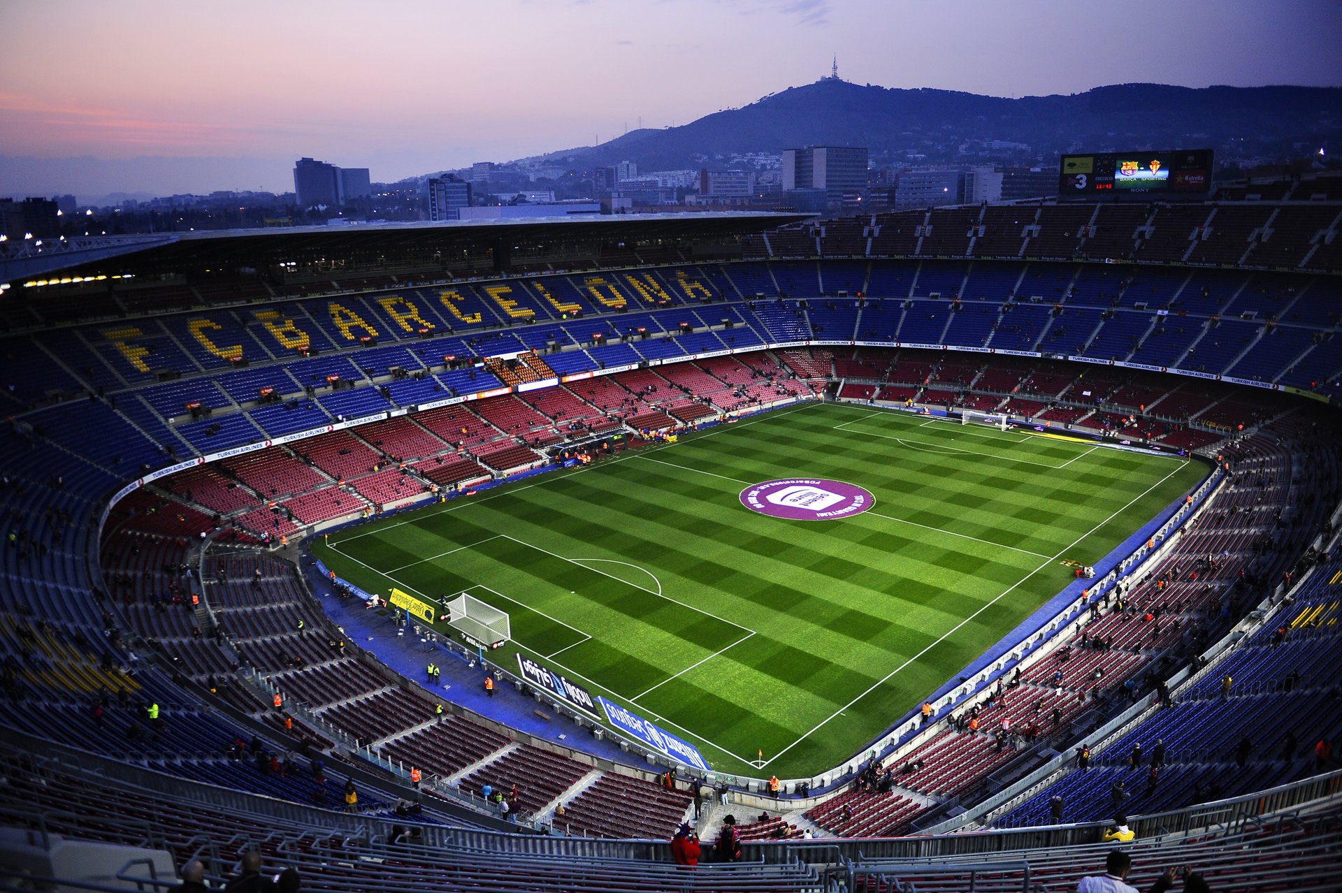 camp nou camp nou stadion barcelona feld abend fußball