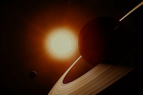Saturno bella stella sullo sfondo del sole