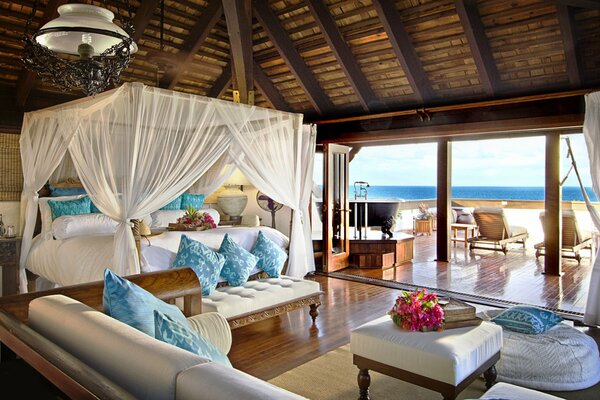 Bedroom on the seashore of interest and style