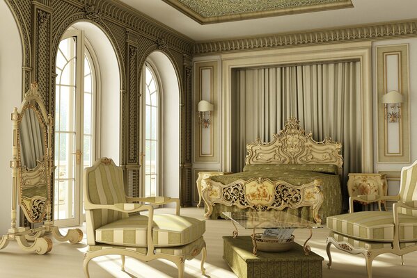 Luxury bedroom in royal style