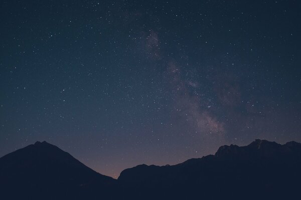 The Milky Way over the silhouette of mountains