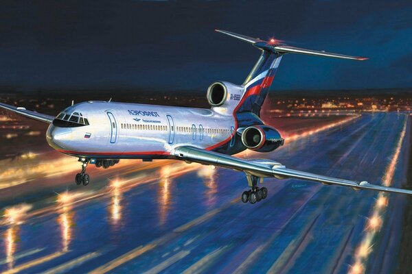 Das Flugzeug der Firma Aeroflot ist von der Startbahn abgekommen