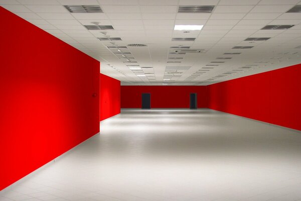 White floor and red walls