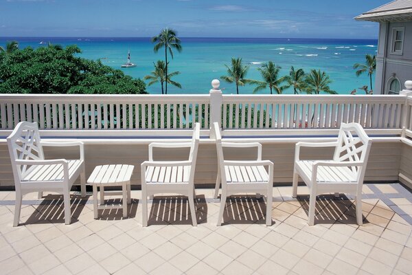 A place to relax on the terrace overlooking the sea