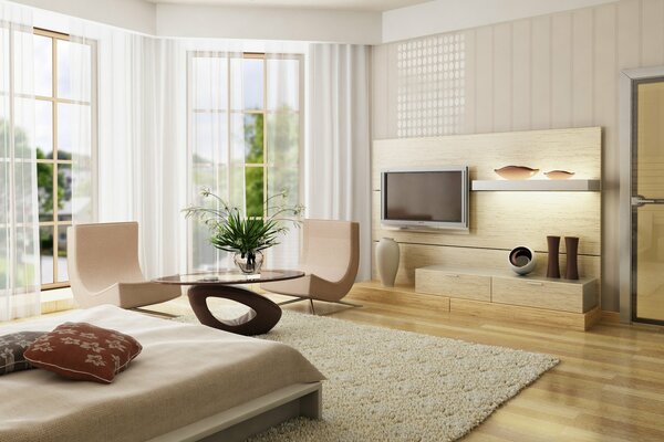 Der Stil für eine gemütliche Wohnung ist minimalistisch