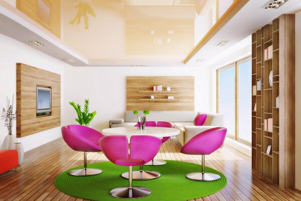 Very colorful interior design, which has everything you need