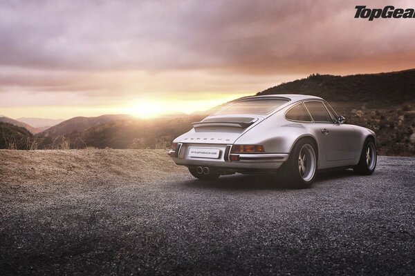 A Porsche car on the road