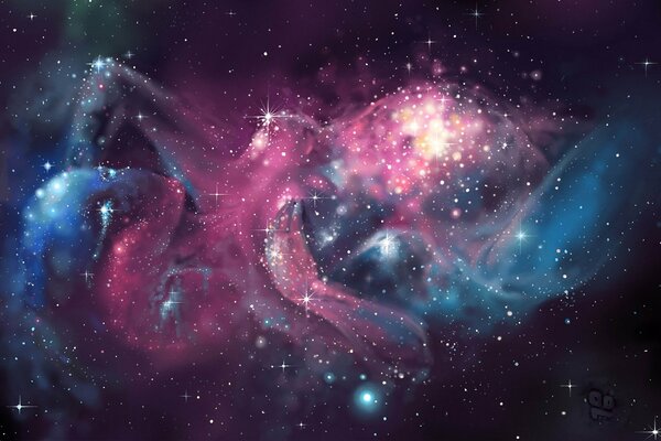 Space in pink and blue colors