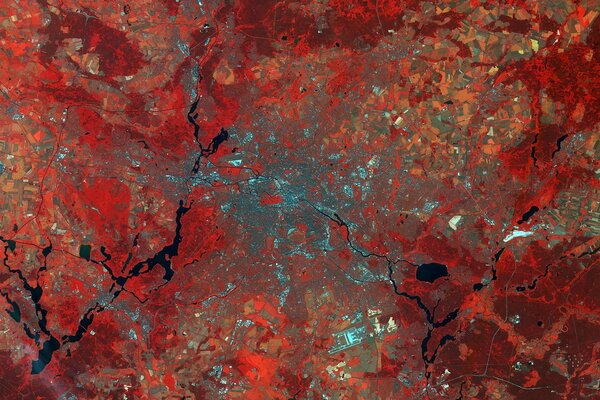 Terre de l espace abstrait dans les tons rouges