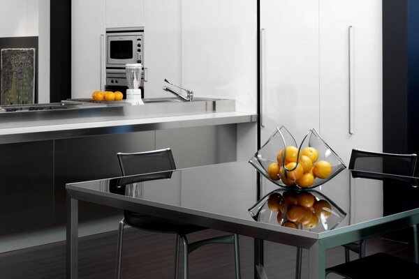 Stylish kitchen interior. Fruit