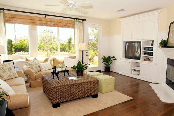 Room or living room design in a bright light