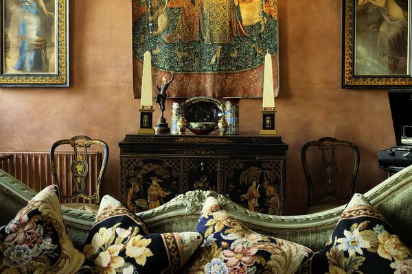 Vintage intérieur tapisserie antiquités