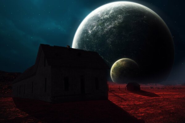 An abandoned house on a lifeless planet