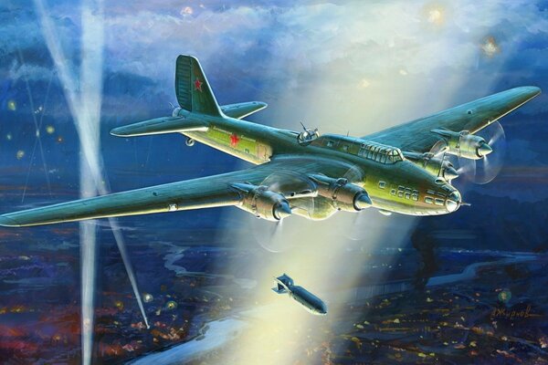 Bombardero soviético en misión nocturna