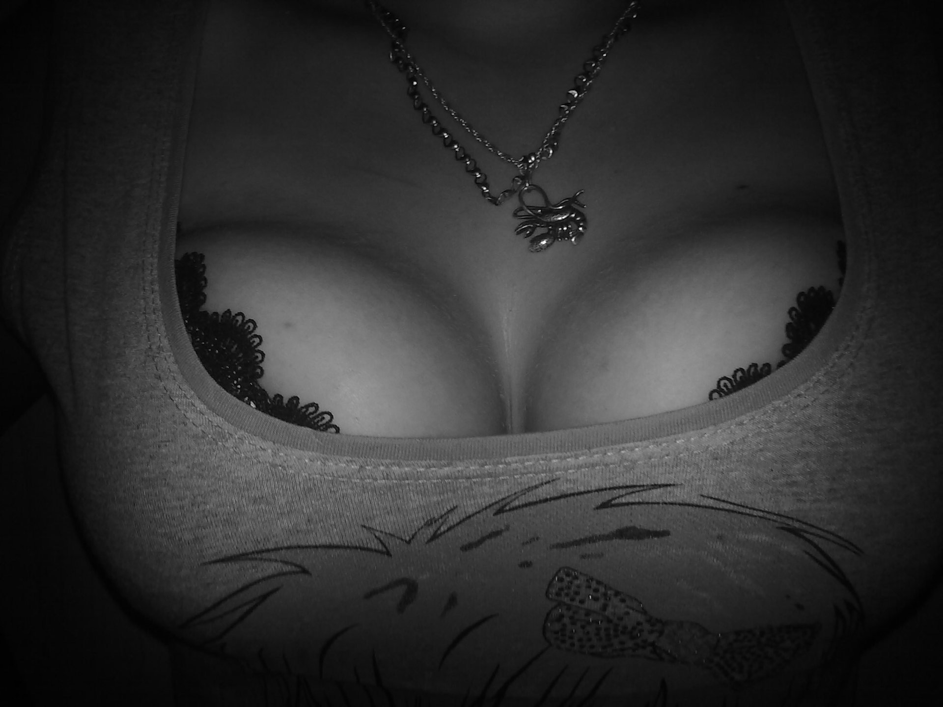 black and white girl chest