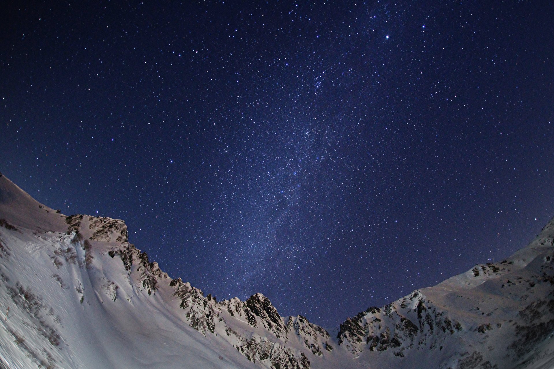 espacio estrellas noche espacio montañas nieve