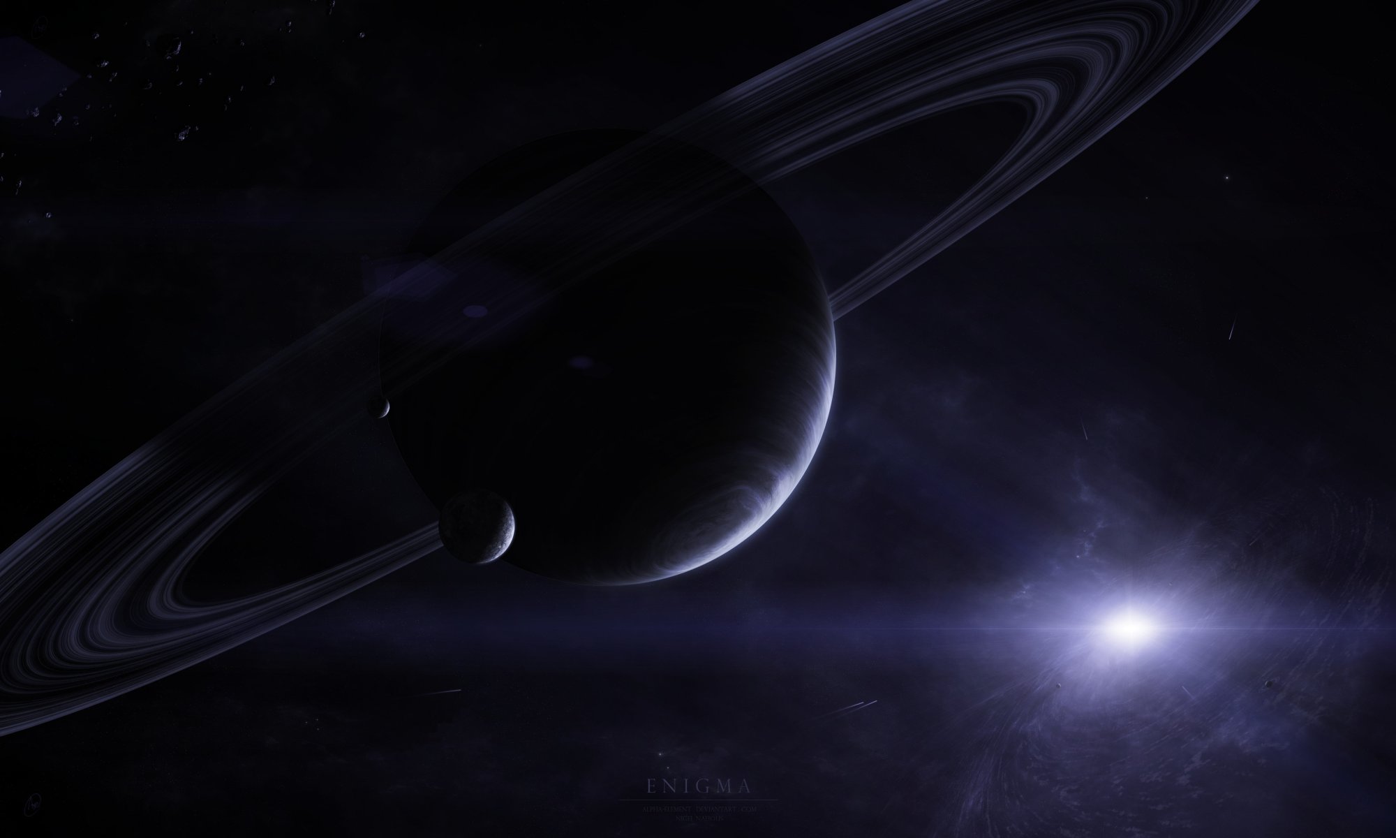 enigma planet gas giant satellites rings . asteroid of the comet star