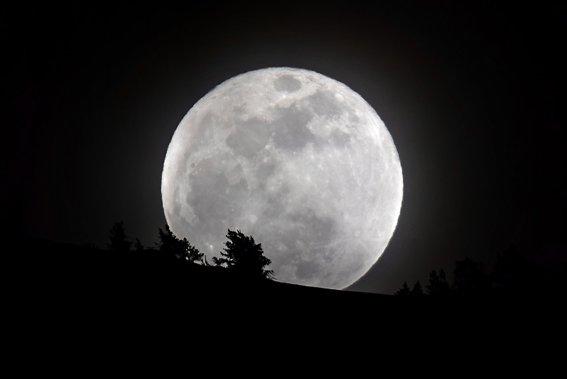 cielo luna contornos silueta