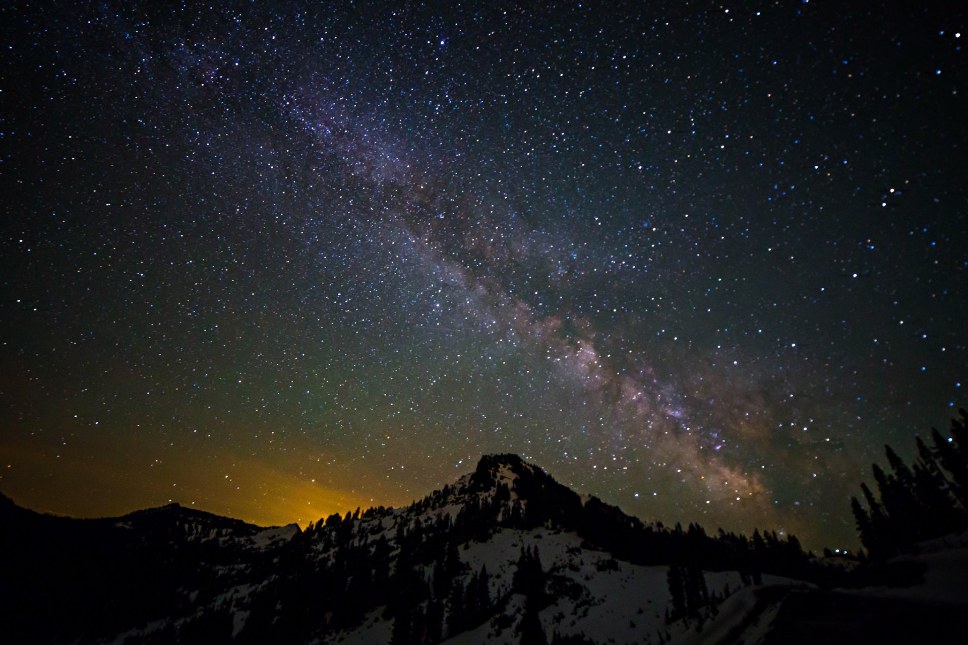 espace étoiles nuit espace voie lactée montagnes paysage