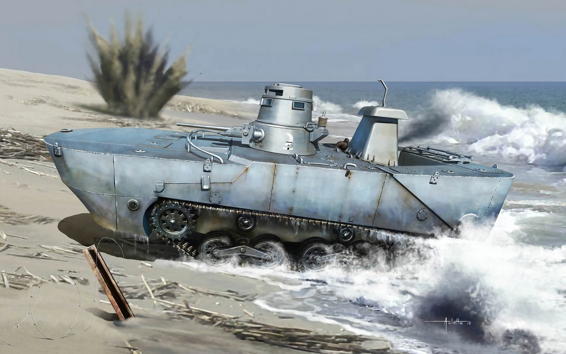 type 2 amphibie ka-mi schwimmend kunst japanisch tank