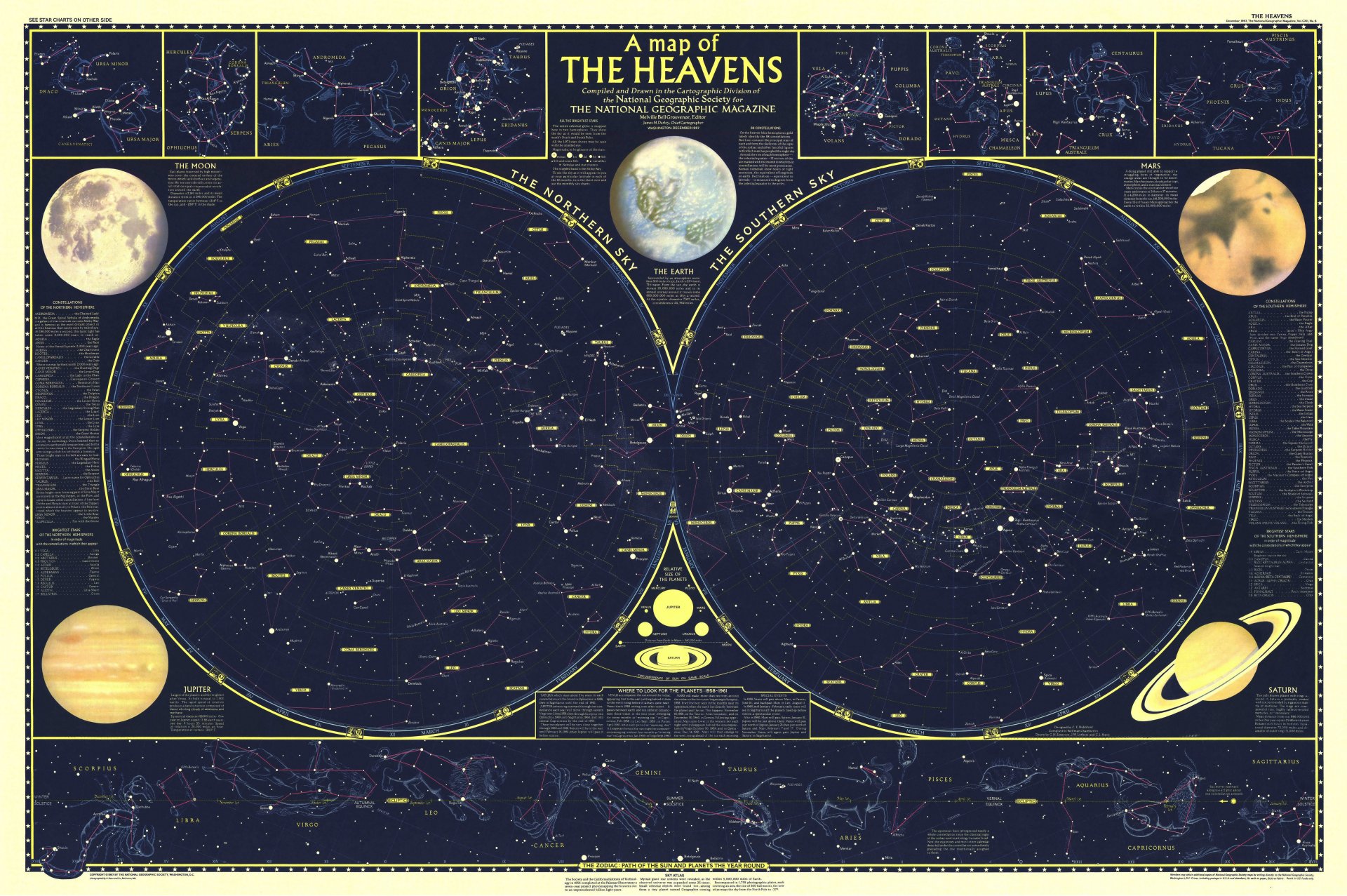 cielo 1957 mappa cosmo stelle zodiaci