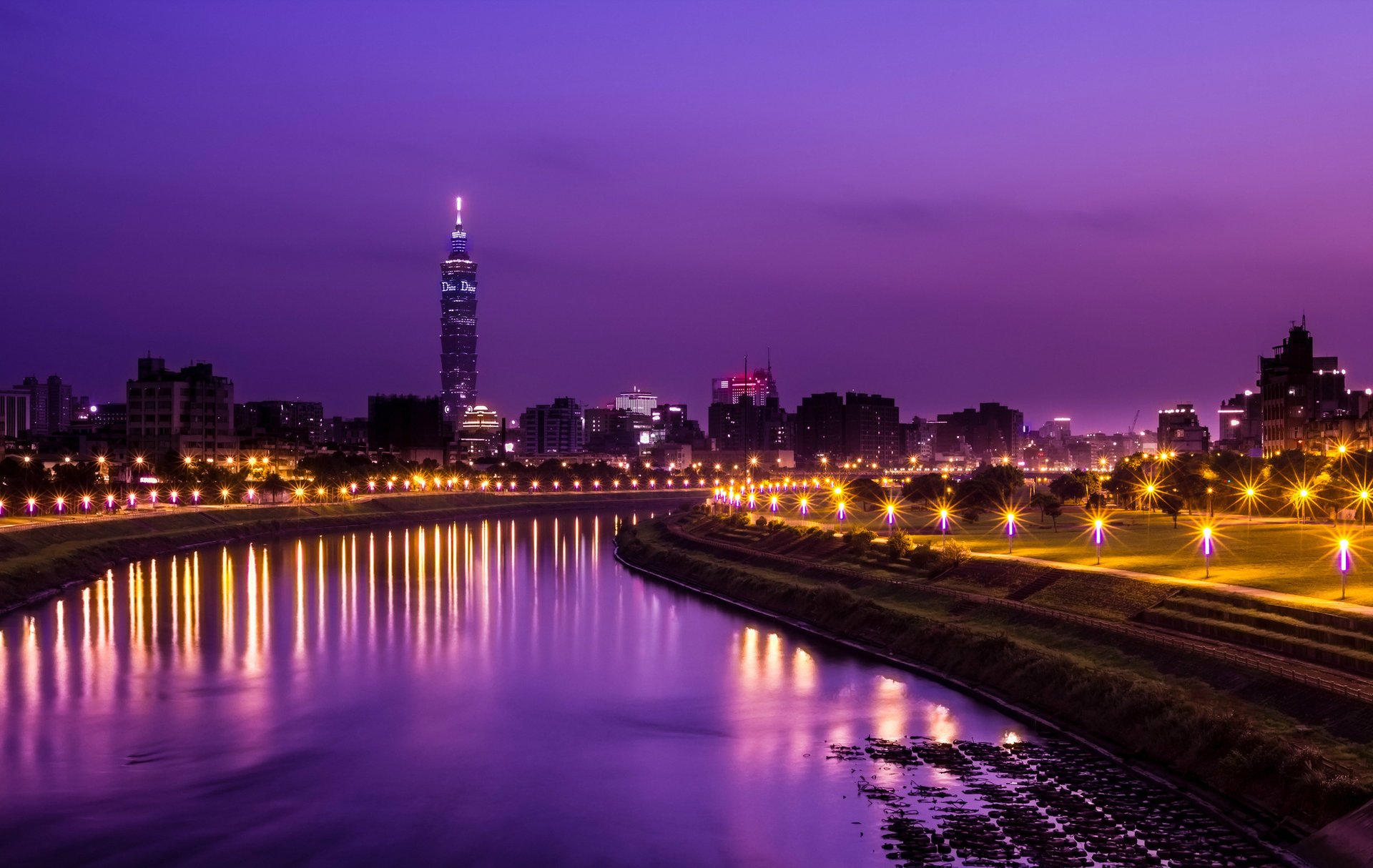 taipei china prc taiwan city night tower