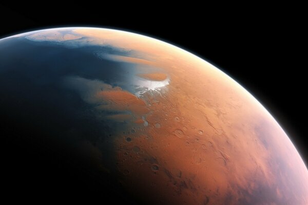 Czerwona planeta Mars w kosmosie