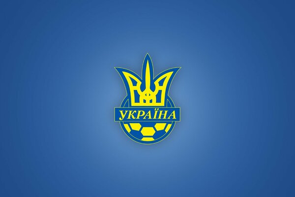 The emblem of Ukrainian football on a blue background