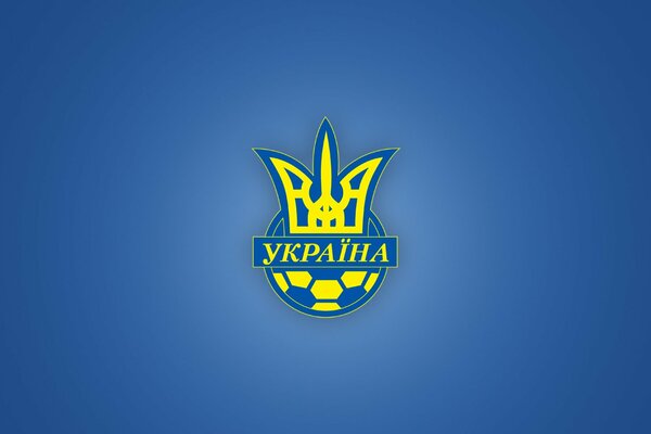 Emblema del calcio ucraino su sfondo blu