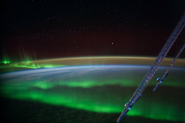 Nordlicht. Weltall. Foto von der ISS