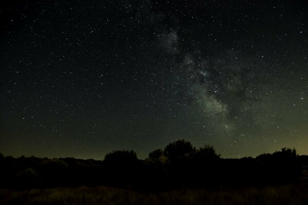 Night starry sky, dark horizon