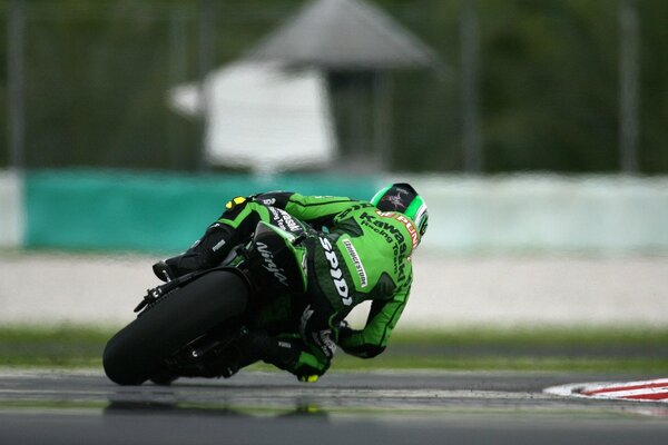 A sharp turn in a motorcycle race