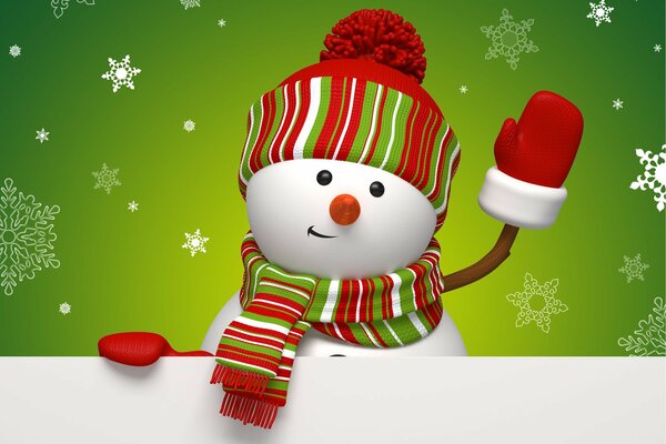 Graphic Winter Snowman with Hat, Scarf and Gloves