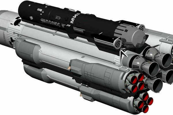 3d-Modell der interkontinentalen Marschflugkörper Buran