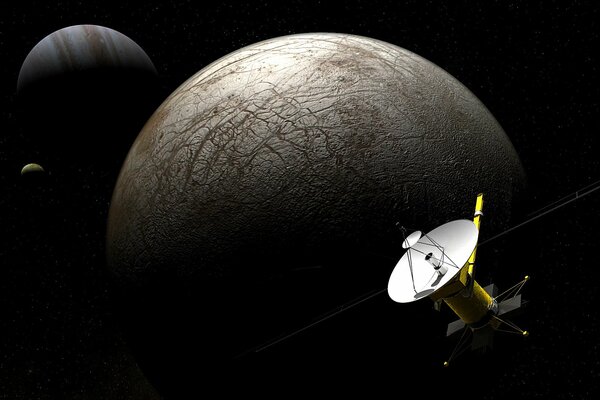 Unendlicher Kosmos: Jupiter ist sein Satellit und der Europa clipper Apparat