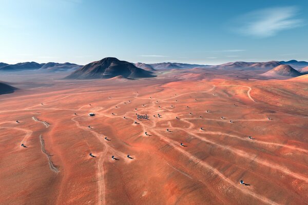 In der Wüste sind Antennen für die Forschung installiert