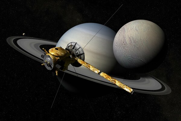 Spacecraft flies near Saturn